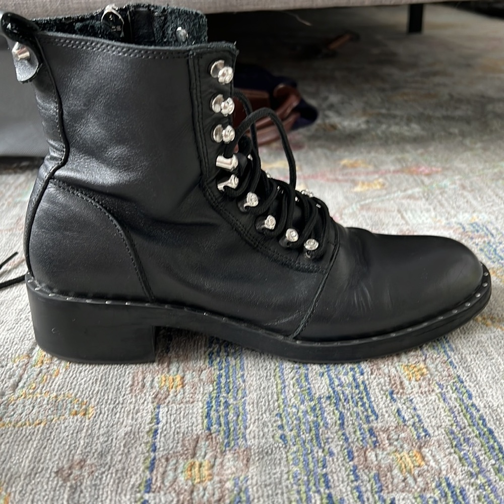 ZARA Leather Moto Ankle Boots w/ Studs – Size 6.5 (EU 37) - Picture 10 of 13